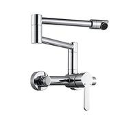 HXFFXHF Kitchen Tap Brass Kitchen Faucet Folding Kitchen Sink Mixer 360°Rotation Kitchen Mixer Tap Chrome Plating Hot and Cold Water Two-Hole in-Wall Installation
