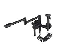 HXFFXHF Kitchen Tap Wall Mounted Folding Kitchen Taps, Foldable Cold and Hot Swivel Kitchen Faucet with Spray Gun, Kitchen Sink Faucet-Chrome