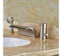 HXFFXHF Kitchen Taps Kitchen Tap Faucet Contemporary Brushed Nickel Bathtub Faucet 3Pcs Deck Mounted Mixer Tap