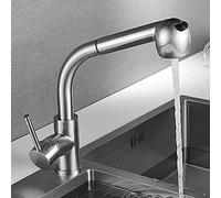 HXFFXHF Kitchen Taps with Pull Out Spray Hot and Cold 2 Modes 360° Rotation Brass Retractable Kitchen Faucet-Brushed