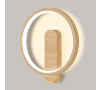 HXFFXHF lamp American Modern Simple Round Iron Art Wall Lamps Creative Wood Grain Finish Wall Sconces LED Light Source Three-Color Dimmable Wall Light for Corridor Room Hote Background Wall(Shape2)