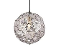 HXFFXHF LED Chandeliers, Single Head, Creative Metal Spherical Pendant Lamp, Height Adjustable, Hollow Shade, Kitchen Island Dining Room Lighting Fixtures