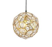 HXFFXHF LED Chandeliers, Single Head, Creative Metal Spherical Pendant Lamp, Height Adjustable, Hollow Shade, Kitchen Island Dining Room Lighting Fixtures