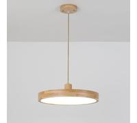 HXFFXHF LED Round Wood Pendant Lighting, Ultra-Thin Wooden Hanging Light with Acrylic Lampshade, Adjustable Height Chandeliers for Kitchen Island Living Room