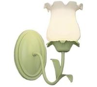 HXFFXHF Light 2 Light Bathroom Wall Sconce Tulip Milk Glass Flower Wall Mounted Double Lamp Vanity Light Over Mirror Nordic Modern Green Floral Wall Lamp for Girls Bedroom Bedside Hallway Living