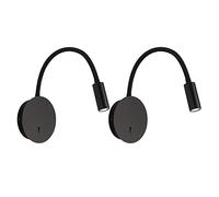 HXFFXHF Light Wall sconces, Flexible Wall Mount Reading Light led gooseneck Sconce with, 2 Packs Bedside headboard Wall lamp, Focused Bed Reading Lights for Living Room Bedroom Lighting(svart-3000k)