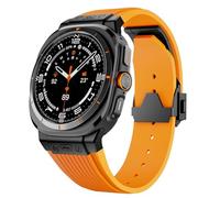 HXFFXHF Luxury Metal Curved End Silicone Strap for Samsung Galaxy Watch 7 Ultra 47mm Sport Band for Galaxy 7 Ultra 47mm No Gaps Bracelet