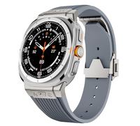 HXFFXHF Luxury Metal Curved End Silicone Strap for Samsung Galaxy Watch 7 Ultra 47mm Sport Band for Galaxy 7 Ultra 47mm No Gaps Bracelet