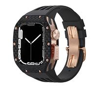 HXFFXHF Luxury Modification Kit Fluororubber Strap Carbon Fiber Case Diy Mod Kit,For 8 7 SE 6 5 4 44mm 45mm Series Band