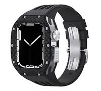 HXFFXHF Luxury Modification Kit Fluororubber Strap Carbon Fiber Case Diy Mod Kit,For 8 7 SE 6 5 4 44mm 45mm Series Band
