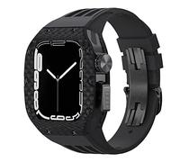 HXFFXHF Luxury Modification Kit Fluororubber Strap Carbon Fiber Case Diy Mod Kit,For 8 7 SE 6 5 4 44mm 45mm Series Band