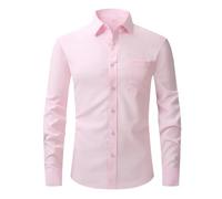 HXFFXHF Men's Dress Shirts Long Sleeve Button Down Casual Fit Shirt Wrinkle-Free Office Formal Business Shirt