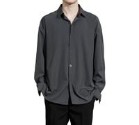 HXFFXHF Men's Dress Shirts Long Sleeve Button Down High Elastic Shirt Wrinkle-Free Formal Business Casual Fit