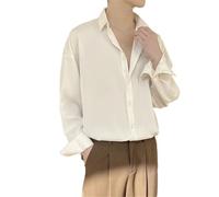 HXFFXHF Men's Dress Shirts Long Sleeve Button Down Shirt Business Casual Solid Fit Wrinkle-Free Office Style