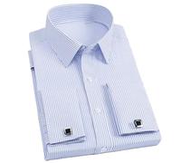 HXFFXHF Men's Dress Shirts Long Sleeve French Cuff Shirt Button Down Business Casual Wrinkle-Free Slim Fit Blouse