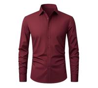 HXFFXHF Men's Dress Shirts Long Sleeve No Iron Shirt Button Down Business Casual Office Wear Formal Fit Top