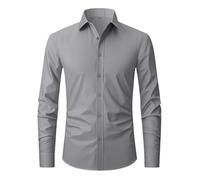 HXFFXHF Men's Dress Shirts Long Sleeve No Iron Shirt Button Down Business Casual Office Wear Formal Fit Top