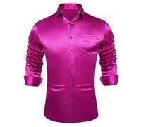 HXFFXHF Men's Dress Shirts Long Sleeve Satin Style Shirt Button Down Wrinkle-Free Social Office Business Formal