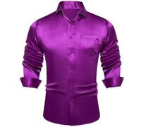 HXFFXHF Men's Dress Shirts Long Sleeve Satin Style Shirt Button Down Wrinkle-Free Social Office Business Formal