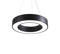 HXFFXHF Metal LED Chandelier Hollow Circle Office Suspension Light Simple Round Acrylic Restaurant Bar Counter Living Room Pendant Lights Engineering Light Ceiling Lamp Black Interesting