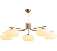 HXFFXHF Mid Century Modern Milk Glass Chandelier Chrome Flush Mount Chandelier Farmhouse Black White Ceiling Light Gold Ball Pendant Light for Bedroom Dining Room Kitchen Living Room
