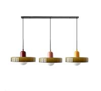 HXFFXHF Mid Century Modern Pendant 3 Light Vintage Green Glass Hanging Light Ceiling Farmhouse Dining Room Chandelier Over Table Linear Kitchen Island Lighting Fixture for Bedroom Living Room