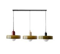 HXFFXHF Mid Century Modern Pendant 3 Light Vintage Green Glass Hanging Light Ceiling Farmhouse Dining Room Chandelier Over Table Linear Kitchen Island Lighting Fixture for Bedroom Living Room