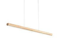 HXFFXHF Minimalist Chandelier LED Wood Pendant Light, Dimmable Hanging Lamp with Remote Control, Dining Room Drop Ceiling Lamps, Kitchen Island Strip Linear Chandeliers