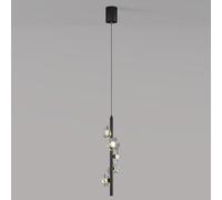 HXFFXHF Modern Clear Flower Hanging Pendant Light Bar Chrome Contemporary Dimming LED Ceiling Pendant Light Black Petal Long Chandelier for Foyer Kitchen Island Bedroom Dining Room Restaurant