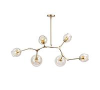 HXFFXHF Modern Industry Sputnik Chandelier,Glass Ball Bubble,Branch Adjustable Globe Rotate Antique Hand Blow Glass Shade E27,Golden,8