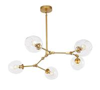 HXFFXHF Modern Industry Sputnik Chandelier,Glass Ball Bubble,Branch Adjustable Globe Rotate Antique Hand Blow Glass Shade E27,Golden,8