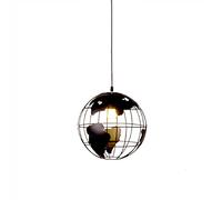 HXFFXHF Modern Iron Art Globe Chandelier Creative Hanging Ceiling Lamp Indoor Lighting 60W Home Decoration for Bedroom Study Loft Friendly Pendant Light Interesting Life (Black 30cm)