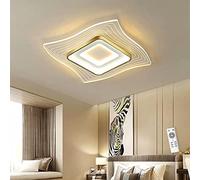HXFFXHF Modern Led Dimmable Ceiling Light with Remote Control Kitchen Island Lamp Dining Table Creative Twisted Design Metal Acrylic Ceiling Chandelier Lighting for Living Room Bedroom,Square,40Cm