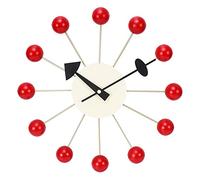 HXFFXHF Modern Wall Clock for Living Room Decor, Quiet Round Ball Wood Wall Clock Home Decor, 3D Clocks for Kitchen Bedroom Decoration, 13.4X13.4Inch,White