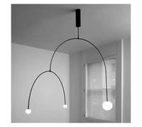 HXFFXHF Nordic Danish Minimalist Chandeliers Personality Living Room Bedroom Bedside Creative Geometric Line LED Lamp Pendant Lights(Black-s)