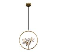 HXFFXHF Nordic Light Luxury Crystal Small Pendant Light, Gold Flower Crystal Chandelier, Modern Dining Room Bar Bedroom Bedside Ins Crystal Ceiling Hanging Lamp Interesting Life (Gold)