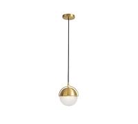 HXFFXHF Nordic Modern Minimalist Chandelier Creative Round Bar Restaurant Bedroom Single Head Interior Decor Bedside Small Hanging Lamp Copper Glass Decoration Pendant Light