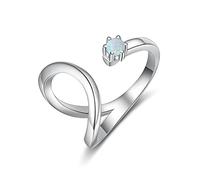 HXFFXHF Open adjustable rings made of 925 sterling silver with finger rings in geometric style made of white opal stone for women