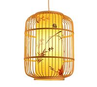 HXFFXHF Pendant Light, Hand-Woven Lantern Lamp Rattan Single Light Weaving Natural Wooden Ceiling Hanging Fixture Wicker Chandelier for Kitchen Dining Living Room Restaurant Farmhouse