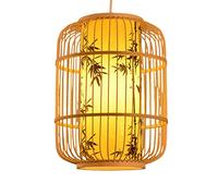 HXFFXHF Pendant Light, Hand-Woven Lantern Lamp Rattan Single Light Weaving Natural Wooden Ceiling Hanging Fixture Wicker Chandelier for Kitchen Dining Living Room Restaurant Farmhouse