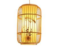 HXFFXHF Pendant Light, Hand-Woven Lantern Lamp Rattan Single Light Weaving Natural Wooden Ceiling Hanging Fixture Wicker Chandelier for Kitchen Dining Living Room Restaurant Farmhouse