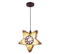 HXFFXHF Pendant Light Retro Hanging Star Ceiling Lamp with Mediterranean Design Iron and Acrylic for Restaurant Bedroom E14 Lamp Holder Ceiling Chandelier Ceiling (Color : C) (D)