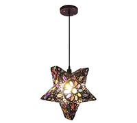 HXFFXHF Pendant Light Retro Hanging Star Ceiling Lamp with Mediterranean Design Iron and Acrylic for Restaurant Bedroom E14 Lamp Holder Ceiling Chandelier Ceiling (Color : C) (D)