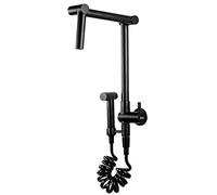 HXFFXHF Pot Filler Wall Mounted Single Cold Side Sprayer, 360° Swivel Kitchen Sink Faucet with Double Joint Swing arm, Brass Heighten mop Pool Faucet,Black