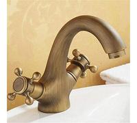 HXFFXHF Retro Kitchen Faucet Kitchen Sink Faucet Basin Copper Wire Drawing Cold Water Mixer Double Couplers,Bronze Antique (Color : Black Antiquity)