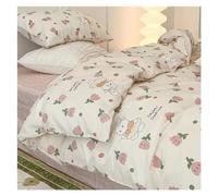 HXFFXHF Romantic Floral Bedding Set Duvet Cover Flat Sheet with Pillowcases Single Queen Full Size Boys Girls Bed Linen Bed Four Pieces Set(G,Twin 4pcs)