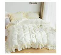 HXFFXHF Ruffle Bedding Set Women's Cute Lace Comforter Set Full Size Queen Double Sheet with Pillowcase Bed Four Pieces Set(SSS,Queen Size(1.8m Bed))