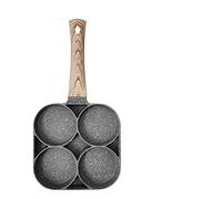 HXFFXHF Saucepan Four-Hole Frying Pot Skillet Frying Pan Saucepan Egg Steak Ham Pancake Wooden Handle Kitchen Cooking Breakfast Maker Wok