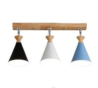 HXFFXHF Semi Flush Mount Ceiling Light, and 3-Head Chandelier, Creative E26 Ceiling Lighting Fixtures, Metal and Wooden Art Pendant Lights, for Dining Room Living Room Bedroom