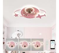 HXFFXHF Silent Ceiling Fans with Lights and Remote Control led Ceiling Fan with lamp Reversible 6 Speed Timer dimmable Children's Chandeliers with Fan for Bedroom-Blue